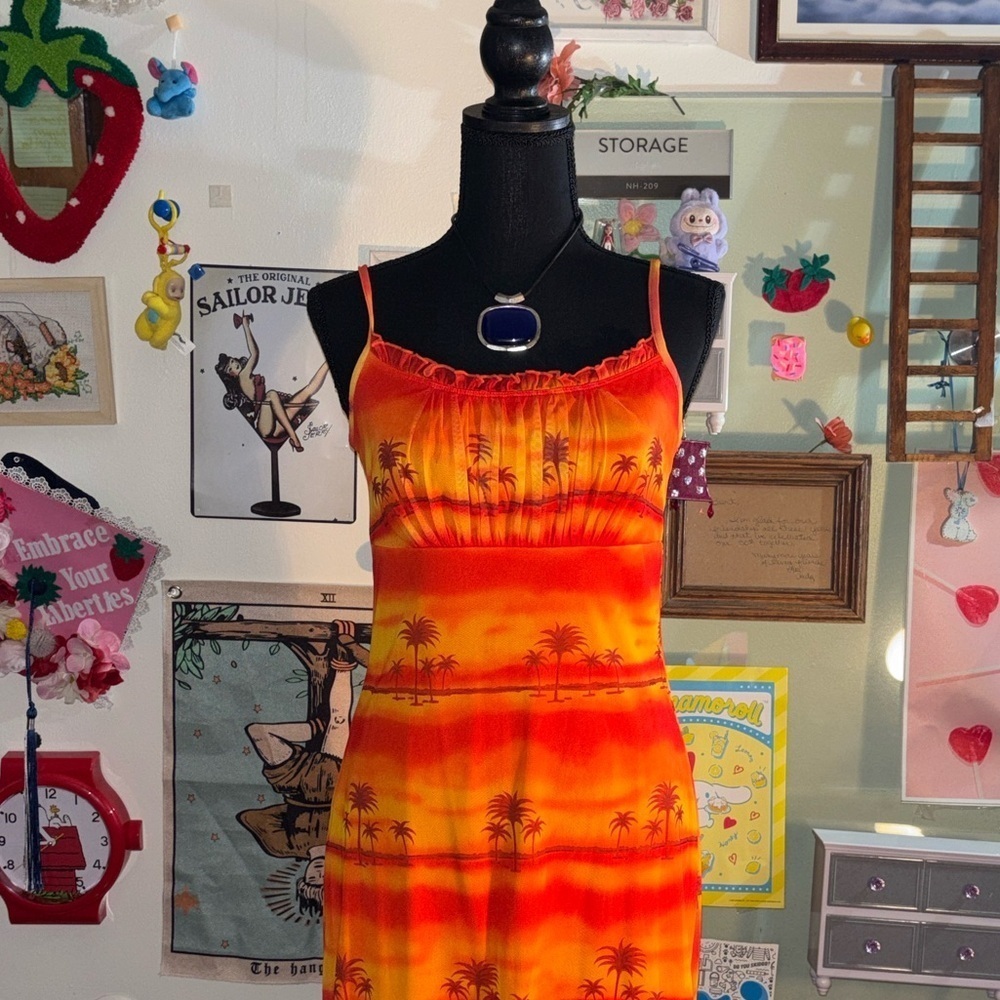 Sunset Orange Sleeveless Mini Dress